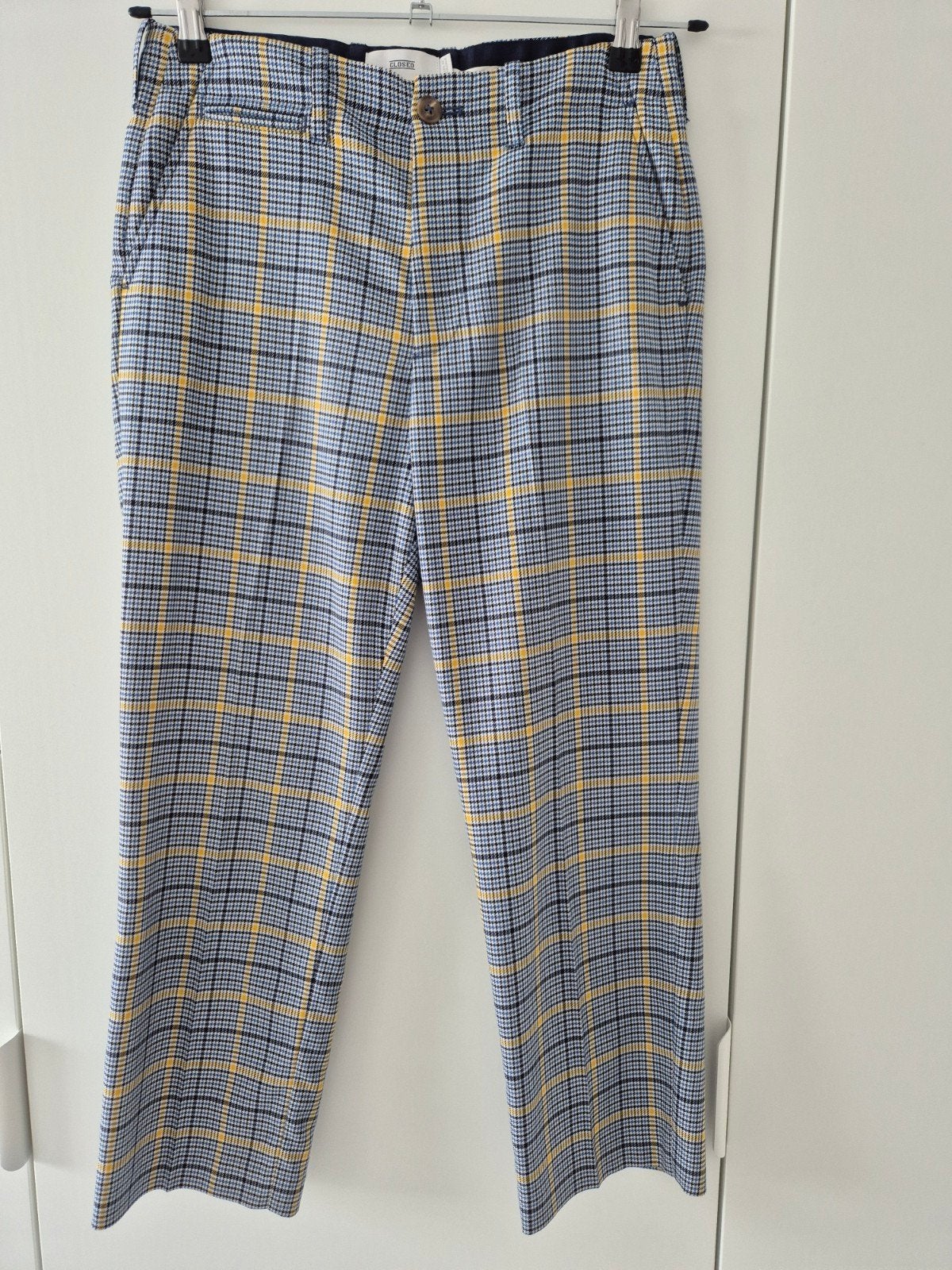 CLOSED geruite pantalon blauw/geel, Kleding | Dames, Blauw, Ophalen of Verzenden, Zo goed als nieuw, Maat 34 (XS) of kleiner