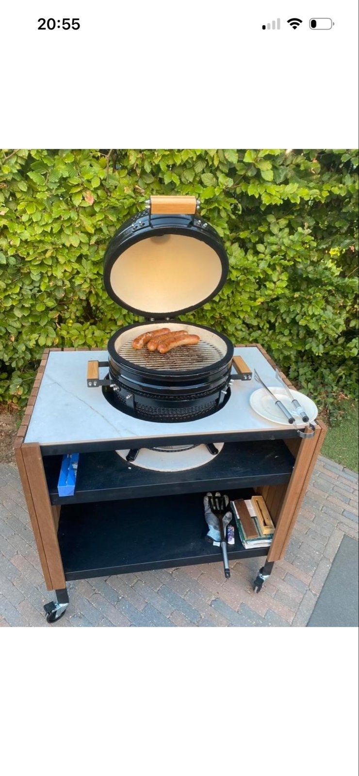 Betaalbaar compact kamado meubel met wielen, Ophalen of Verzenden, Gebruikt