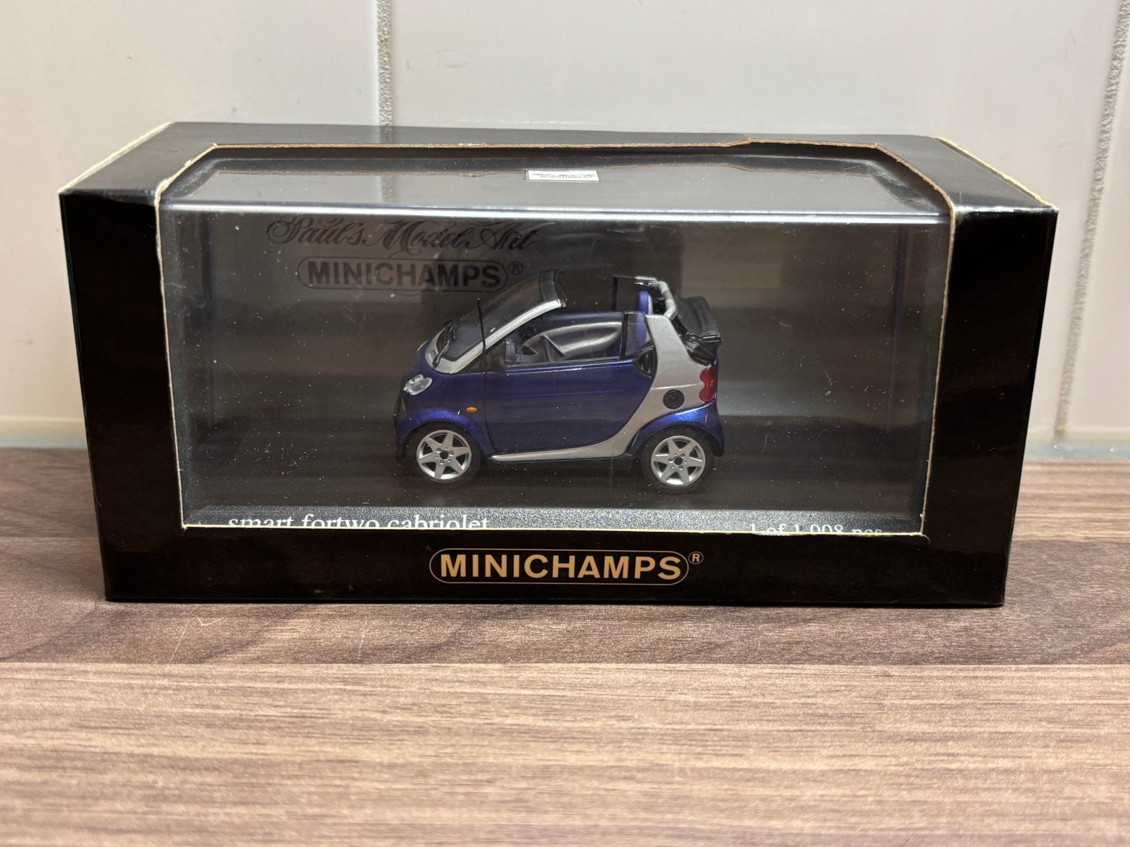 Smart Fortwo City Cabriolet 2001 Blauw Minichamps 1:43, Ophalen of Verzenden, Nieuw, Auto, MiniChamps