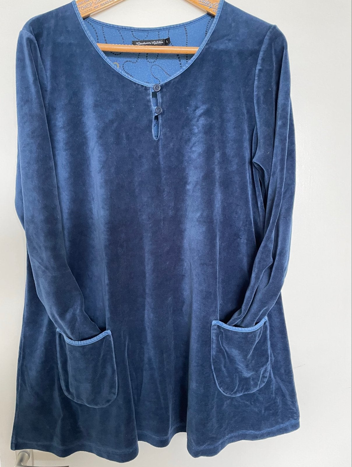 GUDRUN SJODEN velours sweatshirt koningsblauw maat L, Ophalen of Verzenden, Blauw