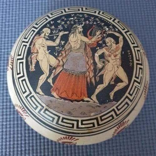 Vintage handbeschilderde keramische dekselpot - Griekse deco, Ophalen of Verzenden