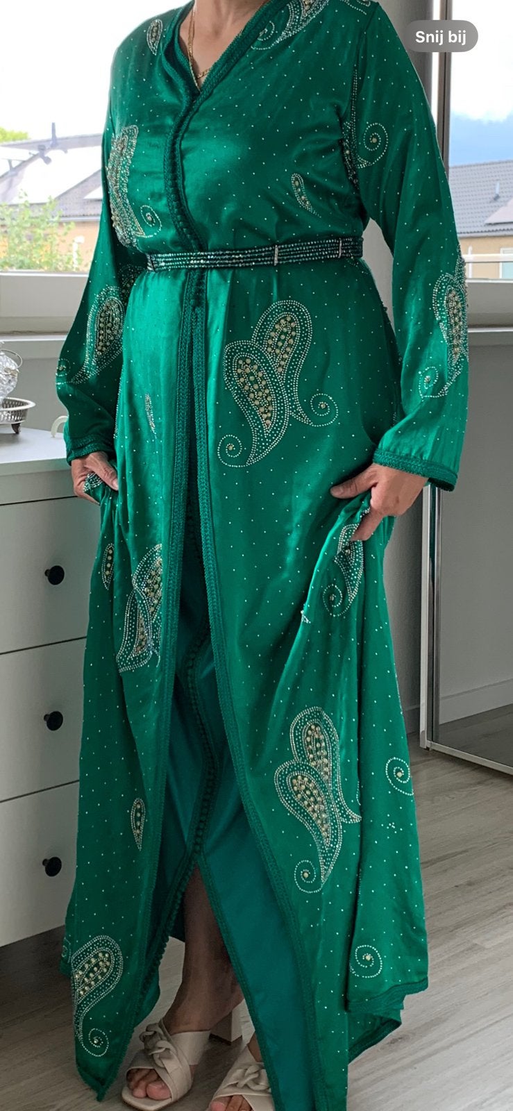 Mooi jurk met prachtig riem, maat S/M, Kleding | Dames, Ophalen of Verzenden, Zo goed als nieuw, Maat 38/40 (M), Overige typen
