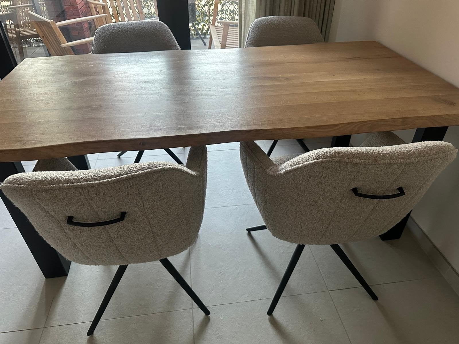 Te koop tafel met 4 draaibare stoelen, Ophalen of Verzenden, Zo goed als nieuw, Rechthoekig, 50 tot 100 cm