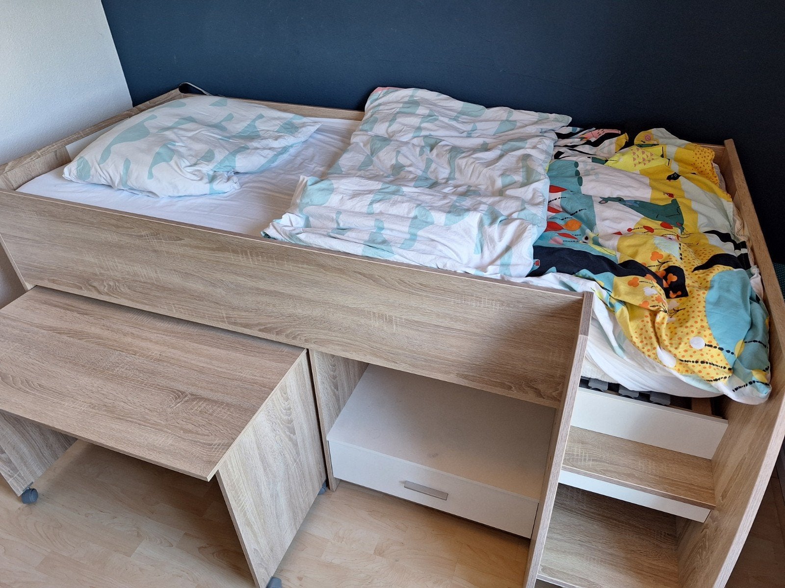 Noni hoogslaper met bureau en lade, Ophalen, Gebruikt, Eenpersoons, Minder dan 160 cm