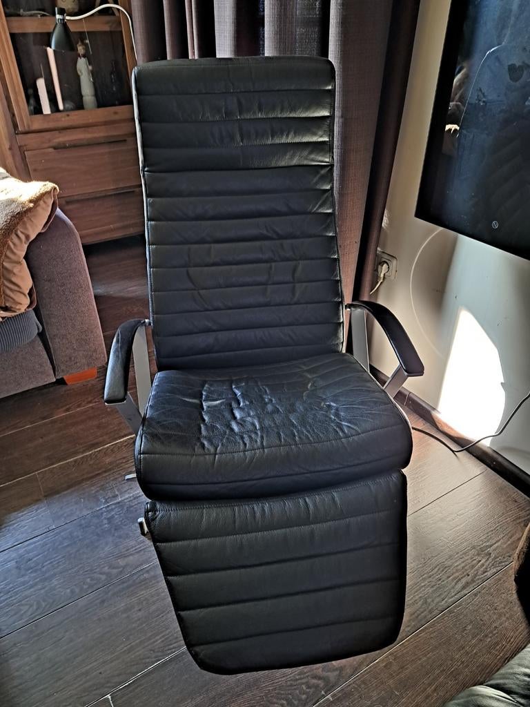 Zwarte leren relaxfauteuil, Ophalen, Onbekend, Onbekend, Onbekend