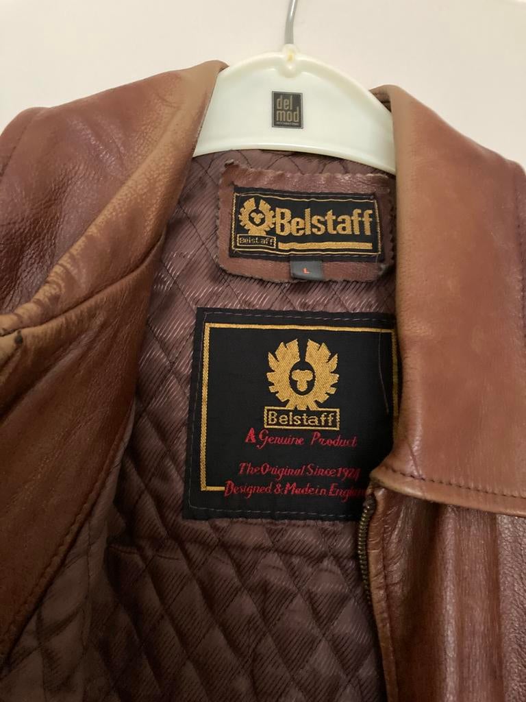 Belstaff originele England lerenjas bruin, Ophalen, Zo goed als nieuw, Bruin