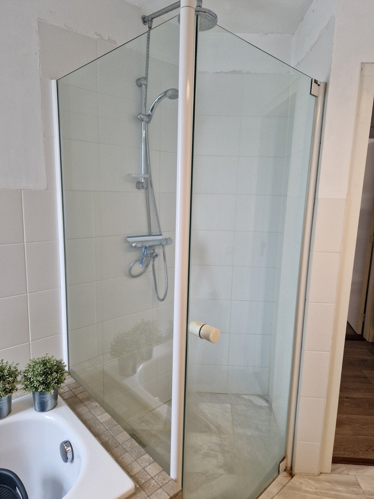Douchewand en douchekranen, Ophalen, Glas, Douche
