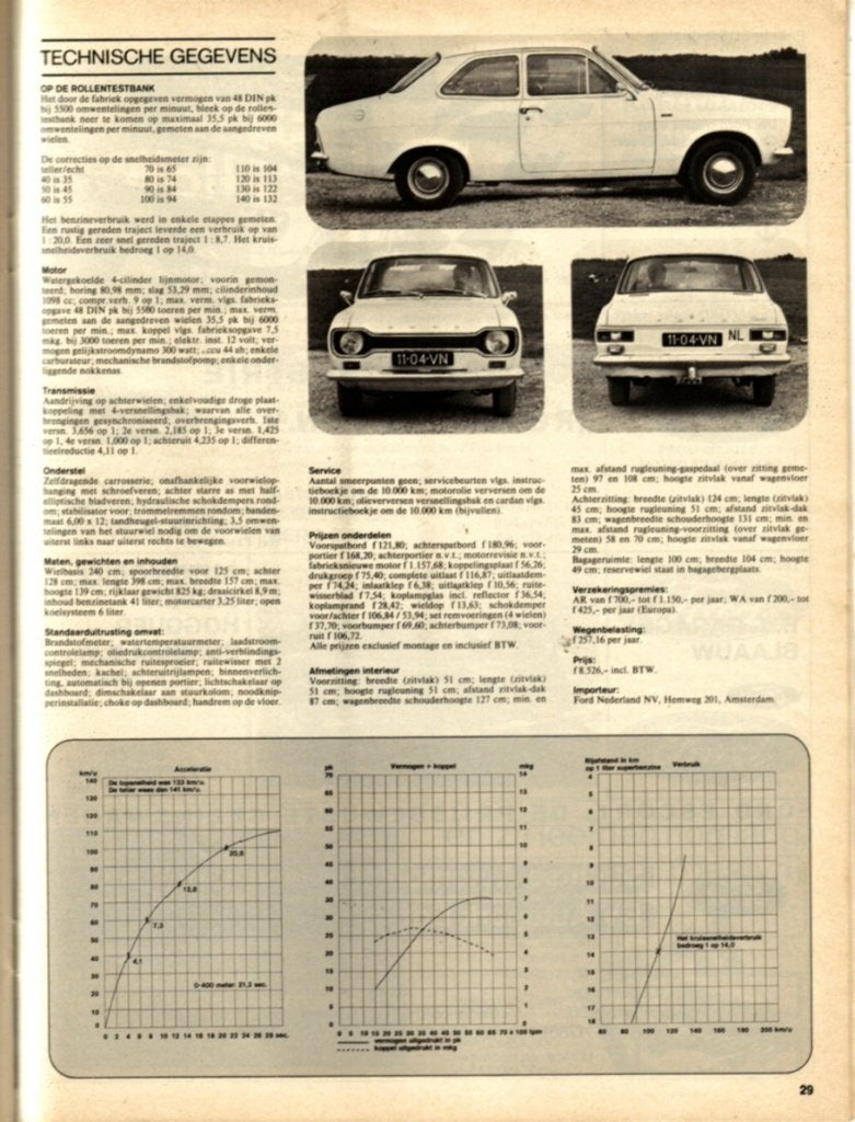Autovisie test Ford Escort 1100 L September 1973, Ophalen of Verzenden, Gelezen, Ford
