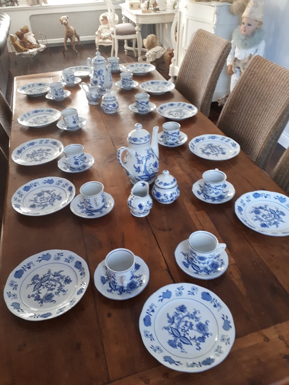 12 persoons Zwiebelmuster ontbijtservies, Ophalen, Klassiek, Nieuw, Porselein