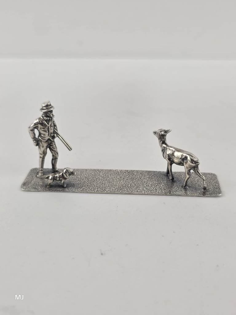 Zilveren miniatuur Jager                                Z210, Ophalen of Verzenden, Zilver