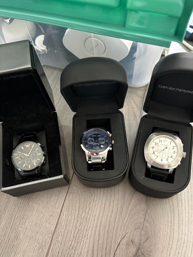 3x Emporio Armani herenhorloges – inclusief originele doos, Ophalen, Zo goed als nieuw, Overige typen