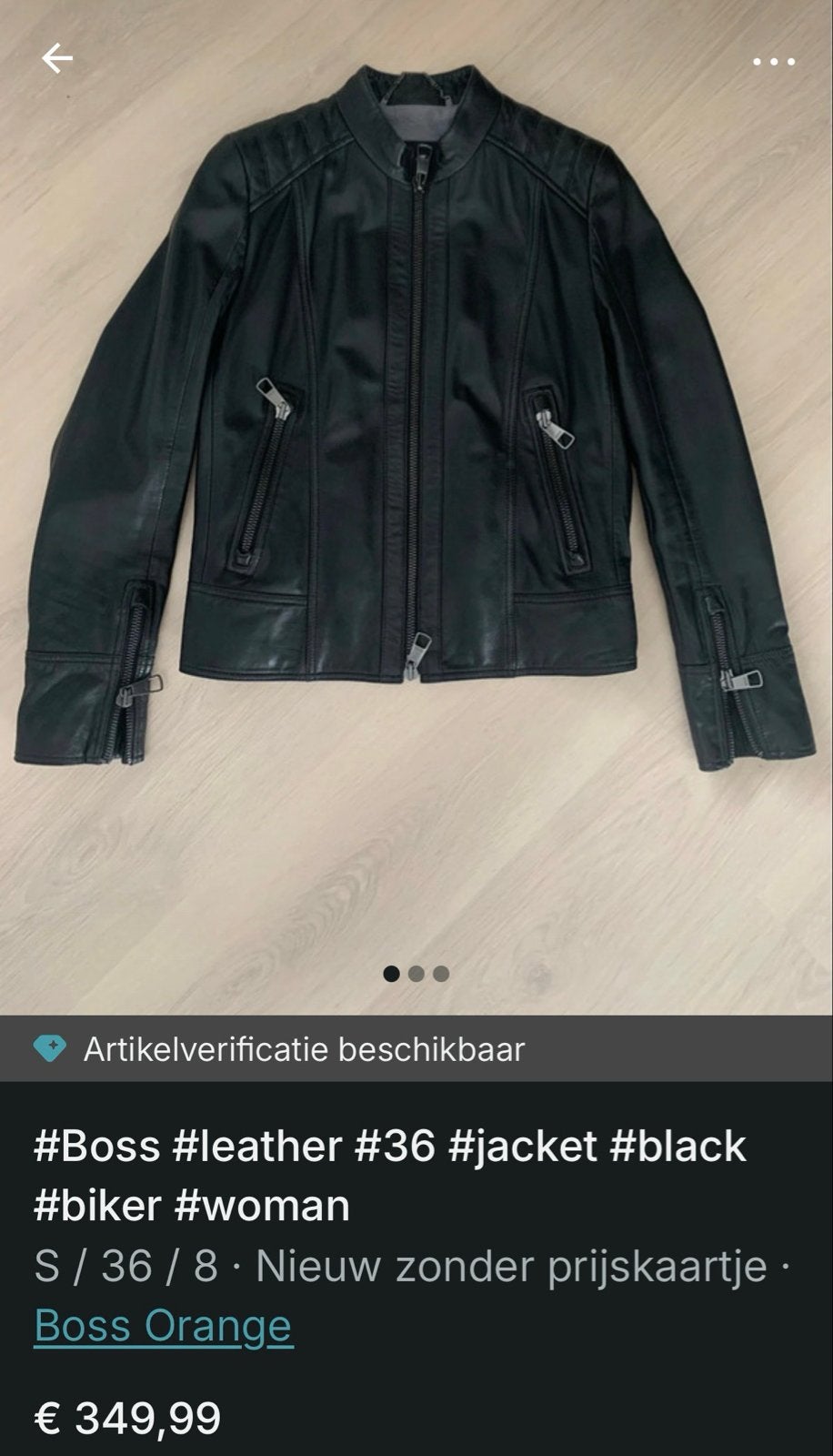 Boss Orange Zwart Leren Bikerjack Maat S/36, Ophalen of Verzenden, Zo goed als nieuw, Maat 36 (S), Zwart