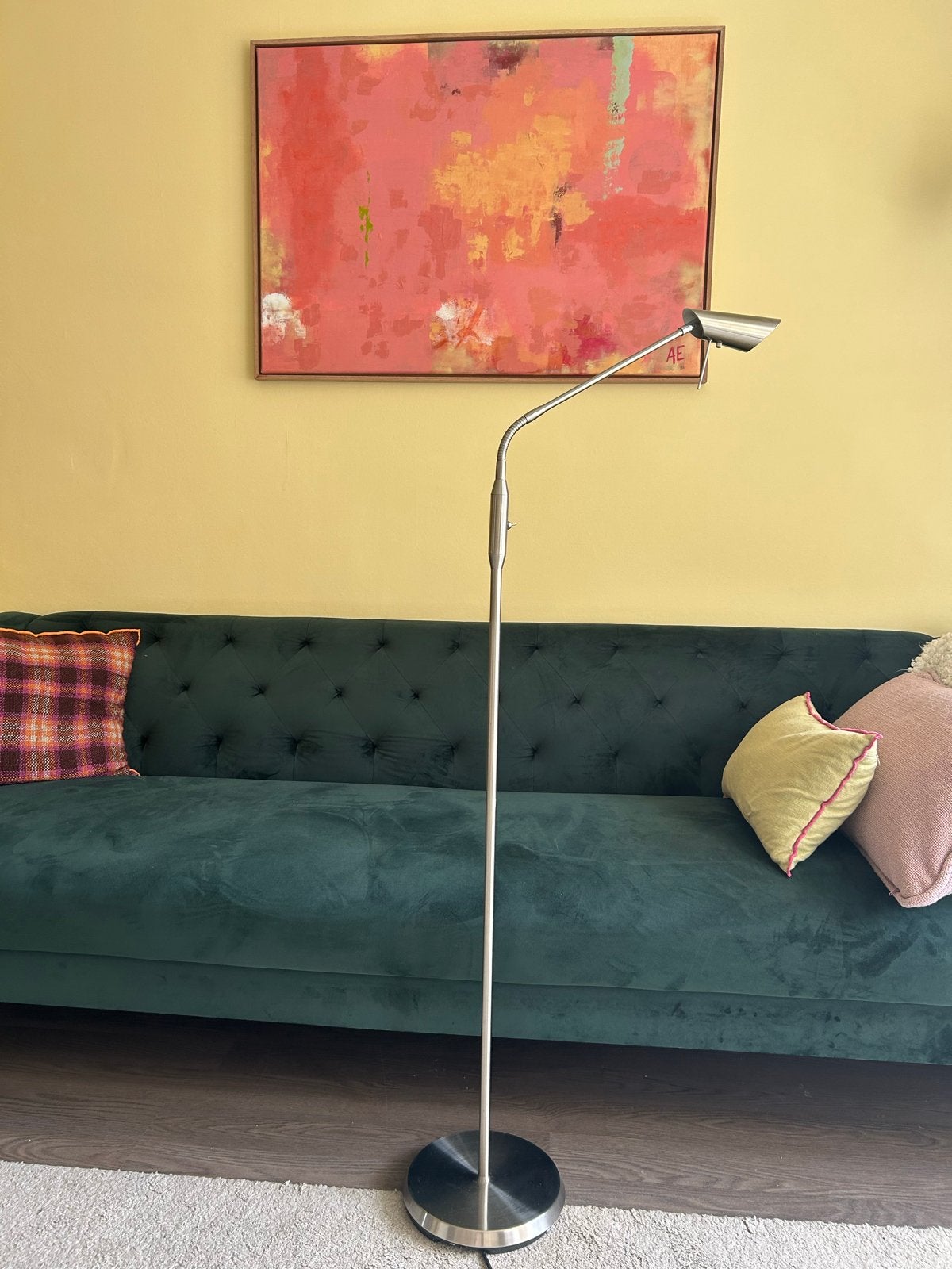 Metalen Scandinavische vloerlamp met draaiarm, Ophalen, Gebruikt, 100 tot 150 cm, E27 (groot)