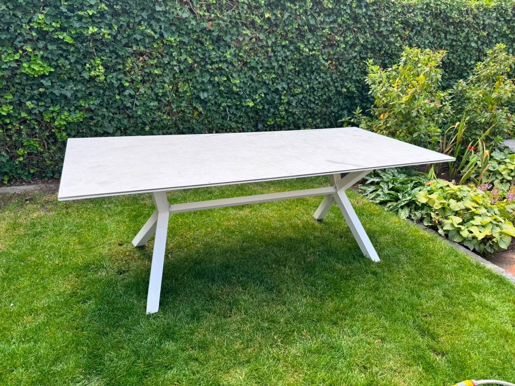 Mooie buiten terras set, Ophalen, 6 zitplaatsen, Aluminium, Zo goed als nieuw
