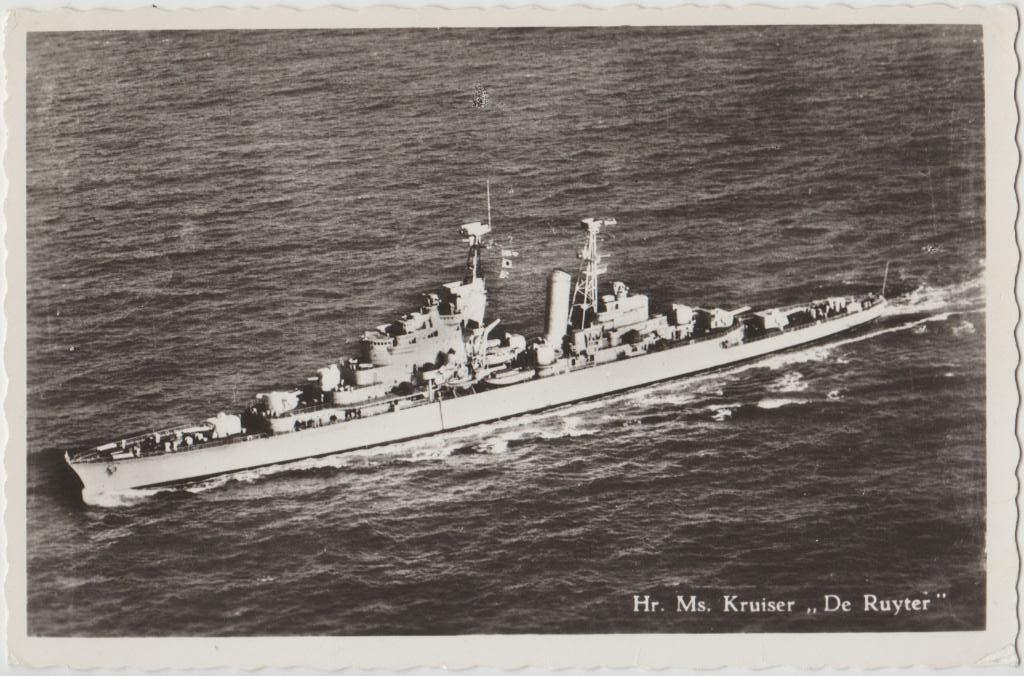 1962 schip kruiser de ruyter marine marineschip scheepvaart, Ophalen of Verzenden, 1960 tot 1980, Gelopen, Voertuig