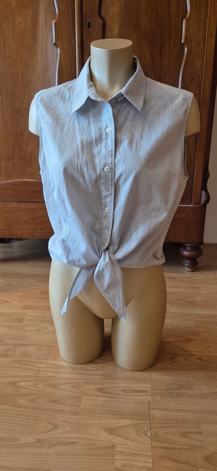 Purdey mouwloze blouse met knoopdetail - Maat M, Kleding | Dames, Blauw, Ophalen of Verzenden, Zo goed als nieuw, Purdey