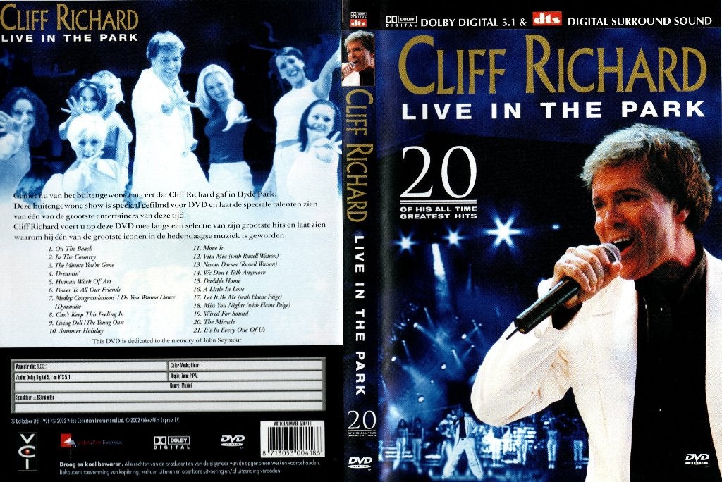 Cliff Richard, Live in the park, Cd's en Dvd's, Dvd's | Muziek en Concerten, Alle leeftijden, Ophalen of Verzenden, Zo goed als nieuw