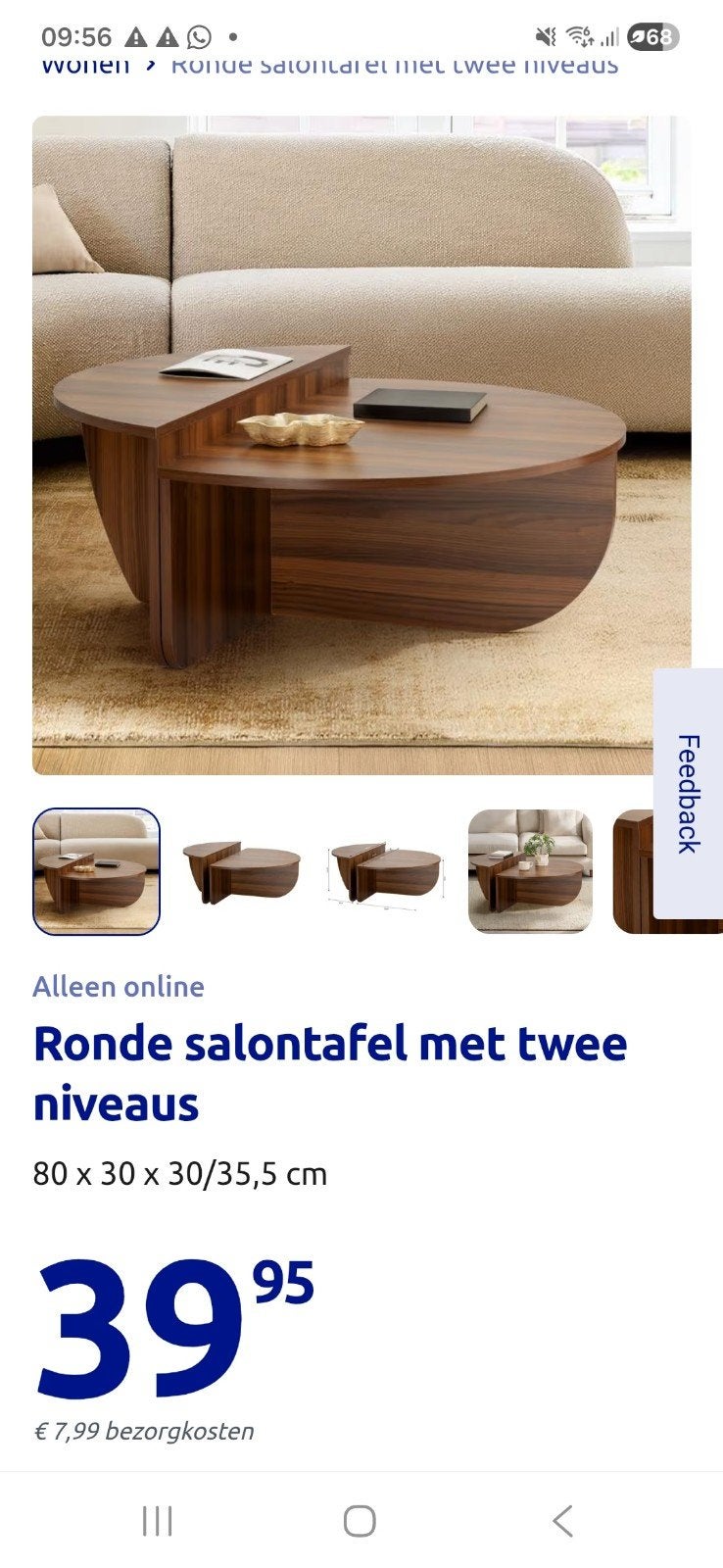 Ronde salontafel met twee niveaus - Hout, Ophalen, 50 tot 100 cm, Rond, 50 tot 100 cm