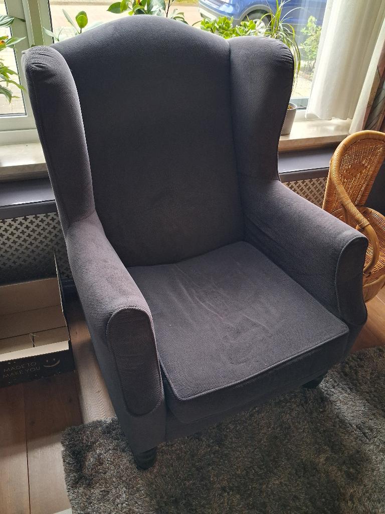 Stoel, Huis en Inrichting, Stoelen, Gebruikt, Eén, Hout, Stof, Grijs, Ophalen