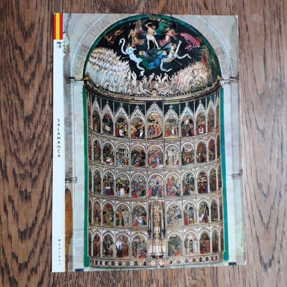 4x Salamanca: Oude en Nieuwe Kathedraal, kerk, universiteit, Ophalen of Verzenden, 1960 tot 1980, Ongelopen, Spanje