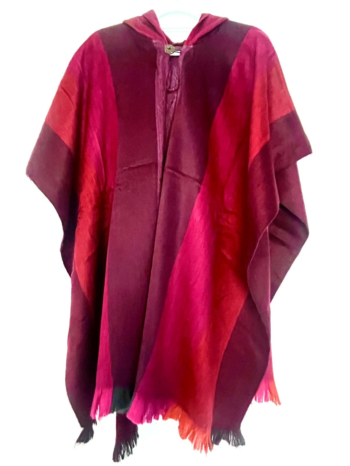 Mooie Ecuadoriaanse alpaca wol poncho met capuchon, Ophalen of Verzenden, Nieuw, Maat 42/44 (L), Rood