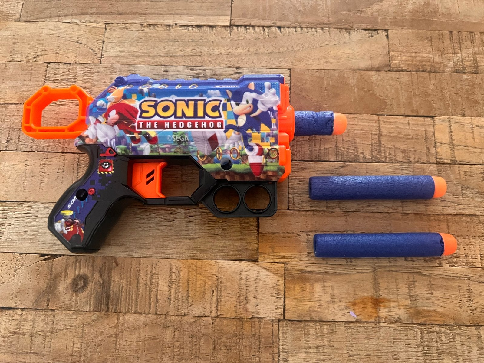Nerf Sonic Edition Blaster met 3 rubberen kogels, Ophalen of Verzenden, Gebruikt, Jongen of Meisje