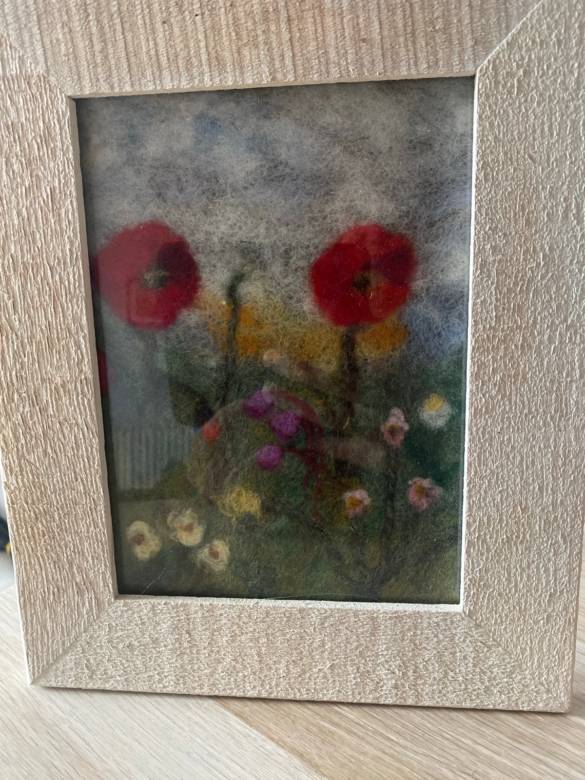 Ingelijste vilten bloemenkunst - handgemaakt, Ophalen of Verzenden