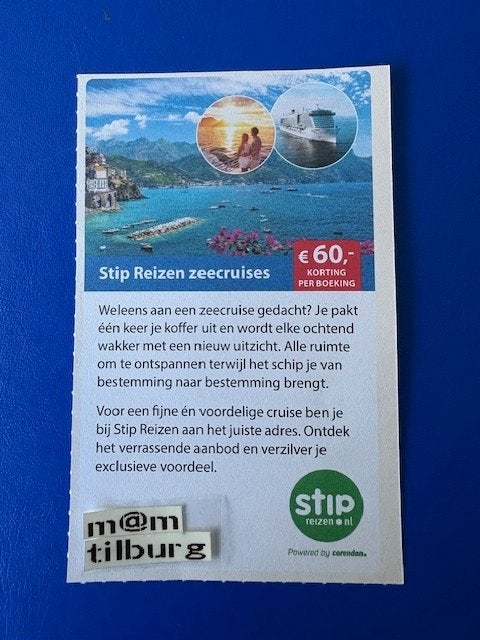 Stip Reizen zeecruises €60,- korting per boeking tot 1-7-'27, Tickets en Kaartjes, Drie personen of meer, Kortingsbon, Overige typen