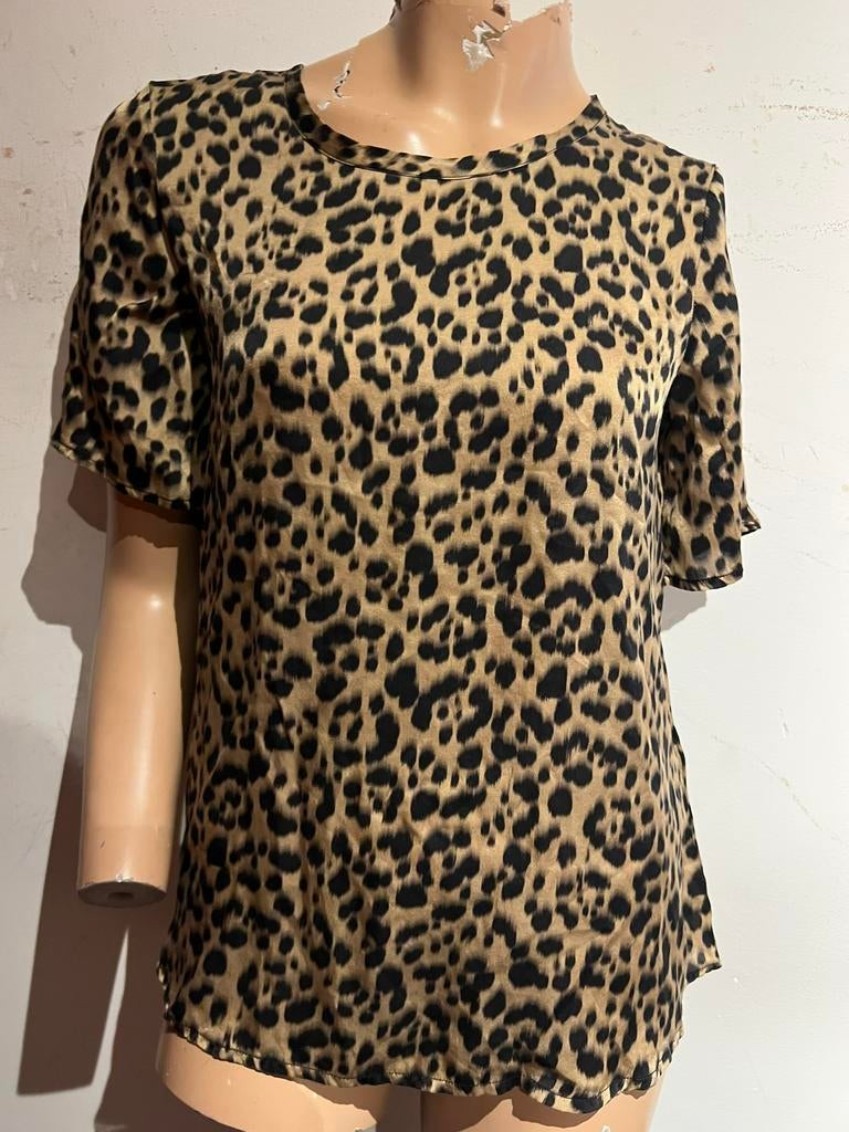 0039 ITALY blouse maat s ZIJDE origineel zgan, Bruin, G, T, Ophalen of Verzenden