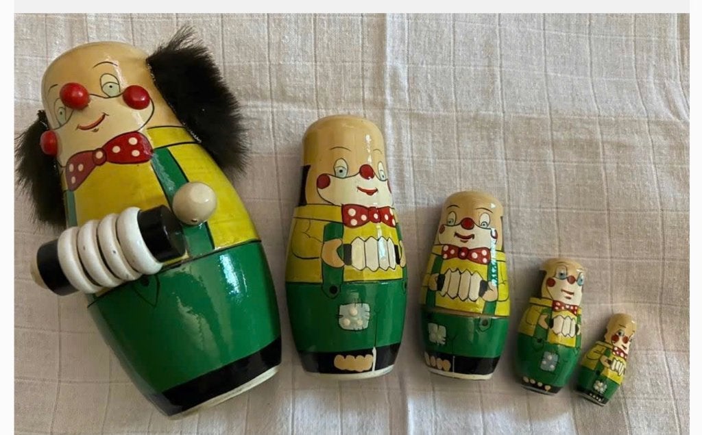 5-delige Clown Baboesjka matroesjka 4,5-18 cm, Ophalen of Verzenden
