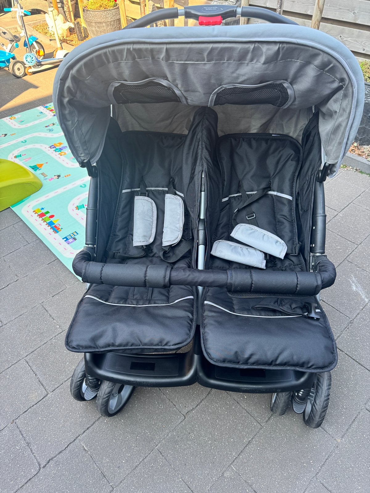 VidaXL tweelingwagen staal/grijs/zwart, Ophalen, Zo goed als nieuw, Kinderwagen of Buggy