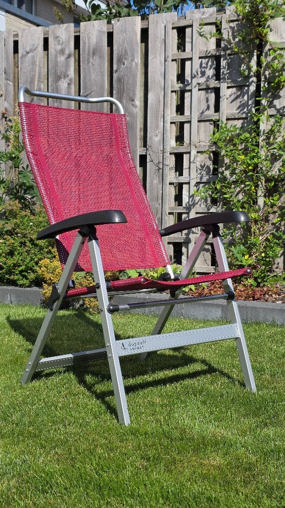 2 Dukdalf Select campingstoelen met voetensteun en kussen, Caravans en Kamperen, Ophalen, Gebruikt, Campingstoel