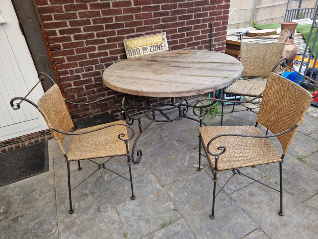 IJzeren tuinset met vier stoelen, Ophalen, Gebruikt, Overige materialen, Stoel