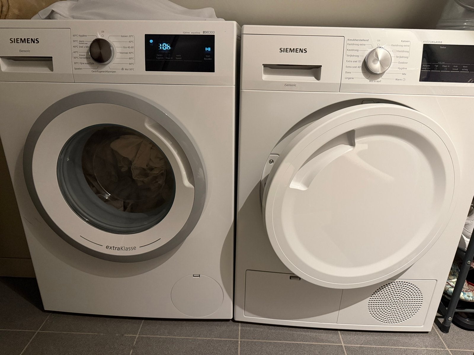 Siemens iQ300 Wasmachine & Condensdroger Set, Ophalen of Verzenden, Zo goed als nieuw