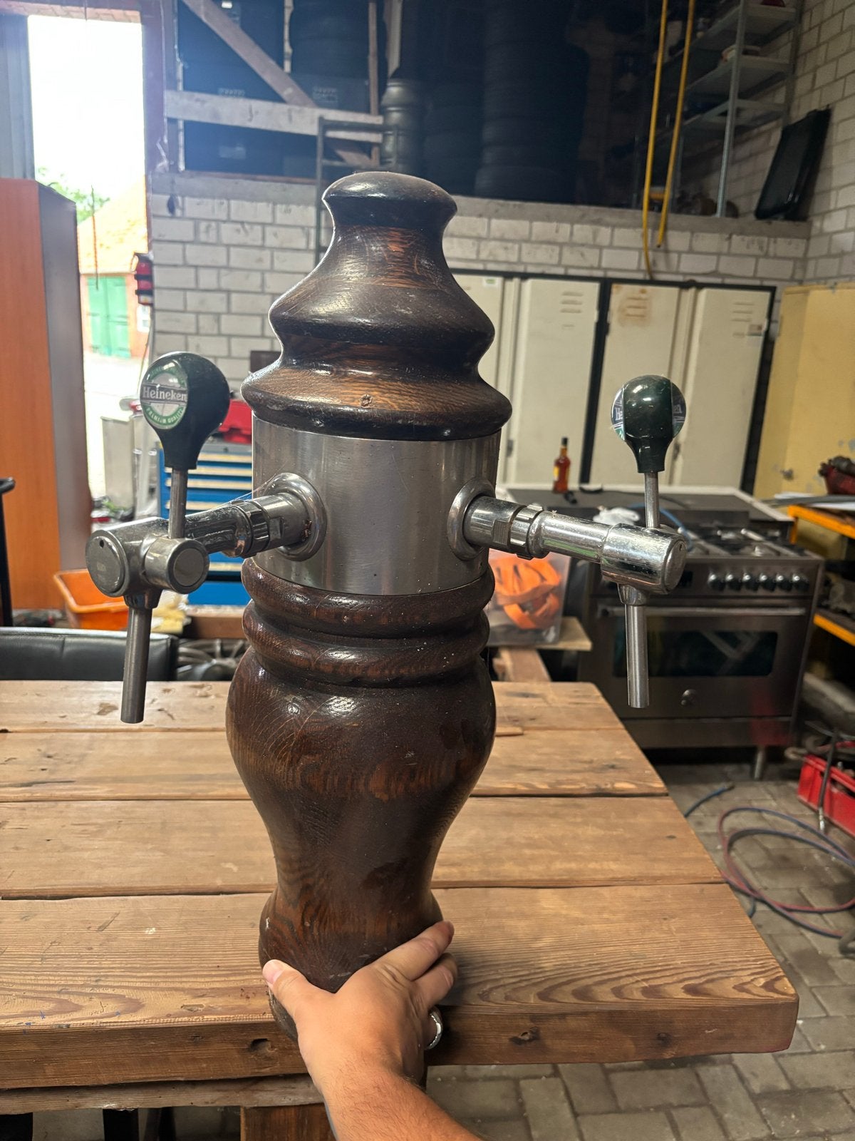 Tapzuil biertap - Houten design met 2 kranen, Ophalen of Verzenden, Gebruikt