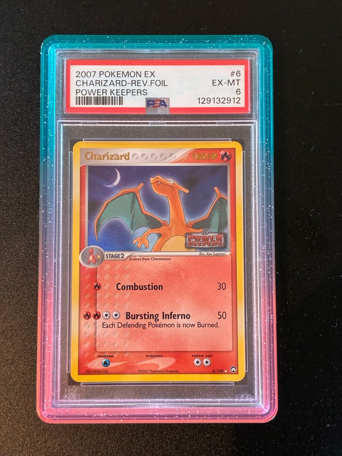 Charizard EX | PSA 6 | Stamped | Power Keepers | Pokemon, Hobby en Vrije tijd, Ophalen of Verzenden, Gebruikt, Losse kaart, Foil