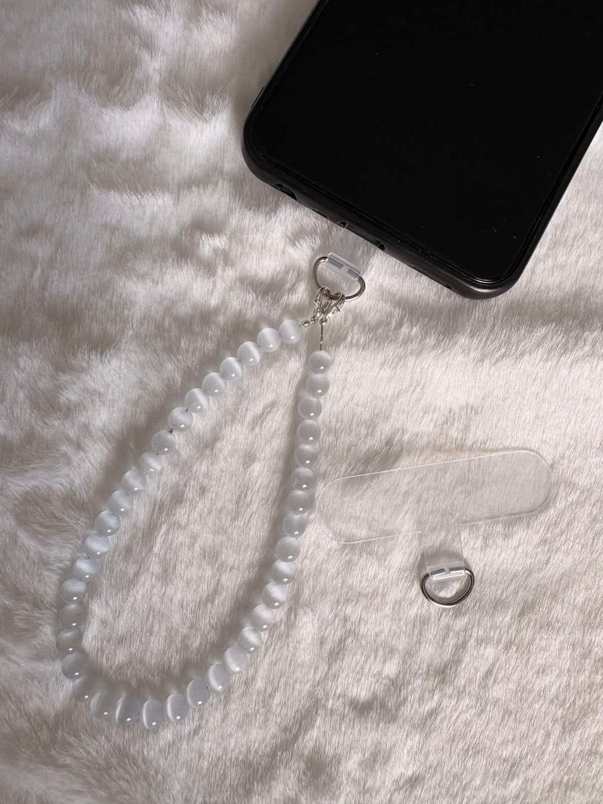 Witte Maansteen Telefoonkoord Classic – 6 mm | 22 cm, Telecommunicatie, Ophalen of Verzenden, Nieuw, Telefoonhanger of Accessoire