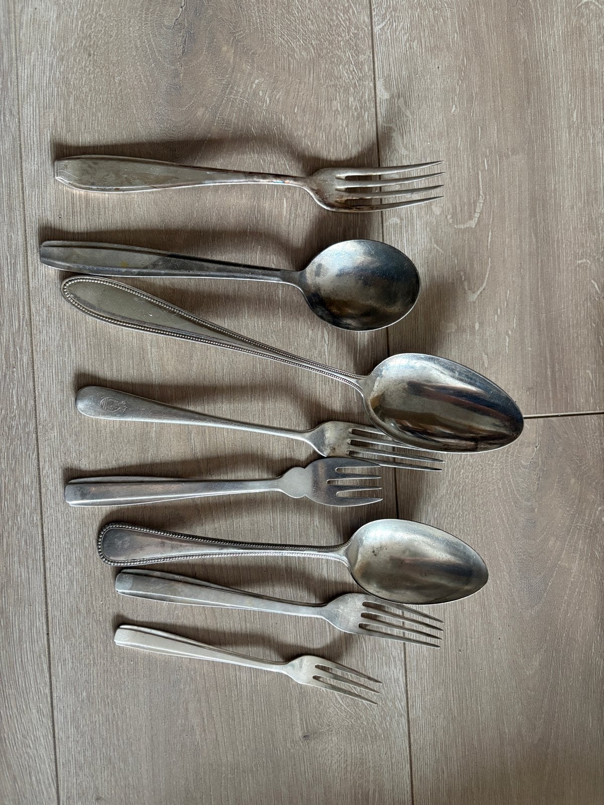 Vintage verzilverd bestek - vorken en lepels, Antiek en Kunst, Ophalen of Verzenden