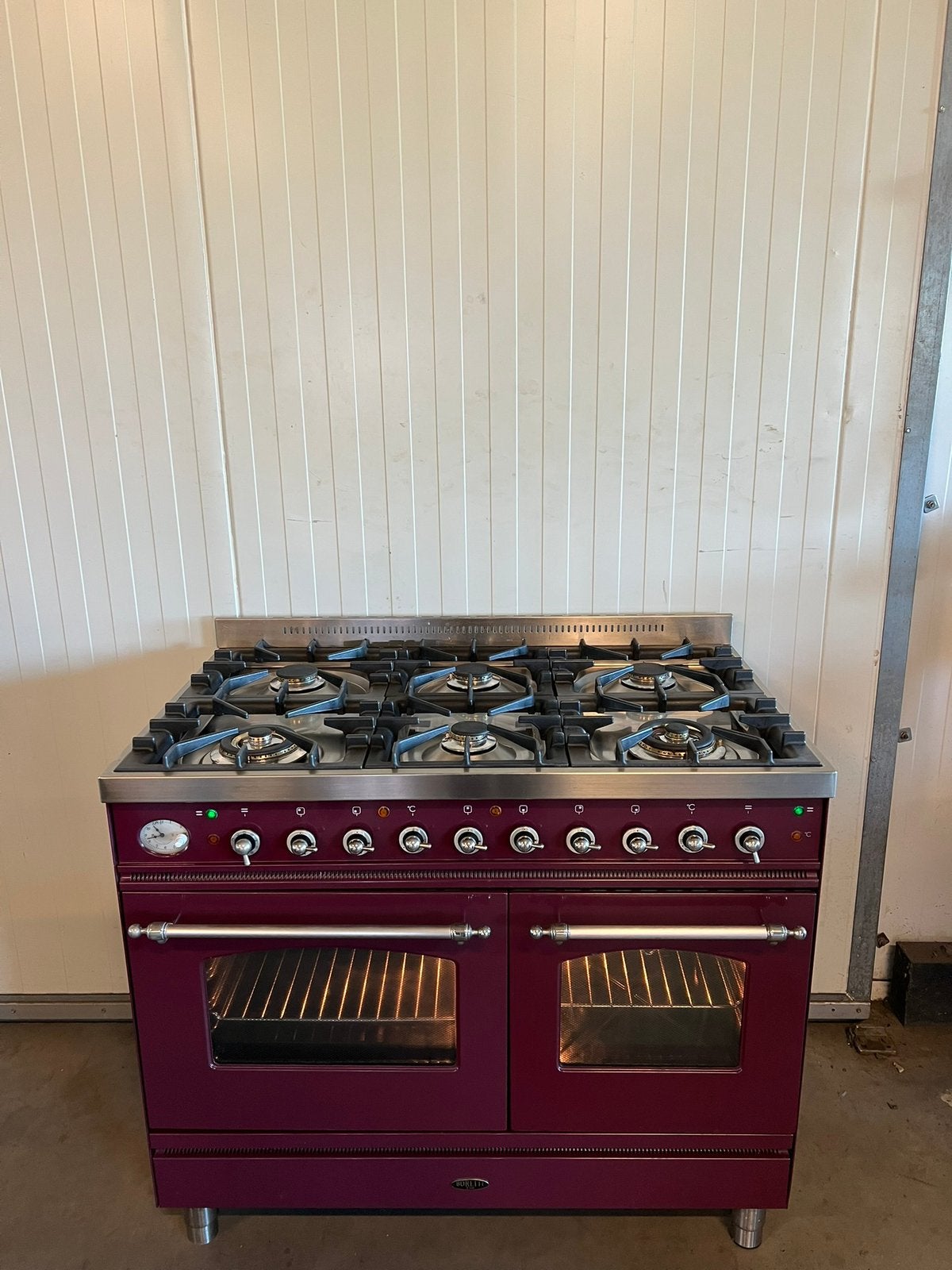 Luxe Boretti foruis 6 pits Bordeaux rood - 100 cm, 60 cm of meer, Ophalen of Verzenden, Zo goed als nieuw, Gas