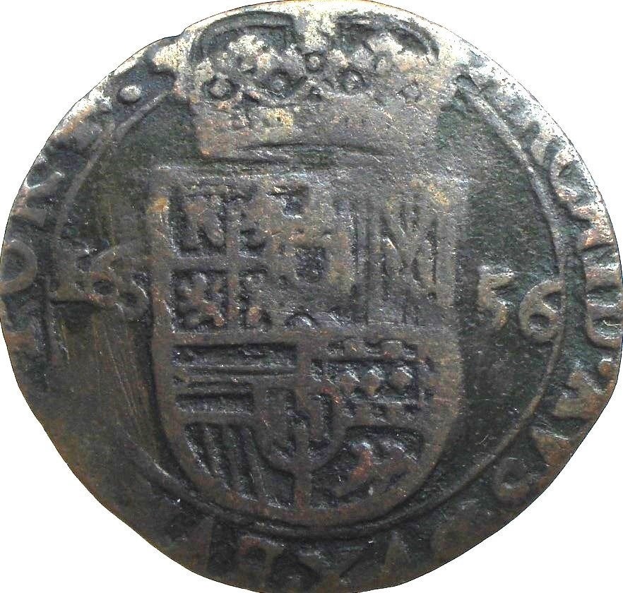 Nederland - Brabant liard 1656 (curieus exemplaar met 16656), Ophalen of Verzenden, Vóór koninkrijk, Overige waardes, Losse munt