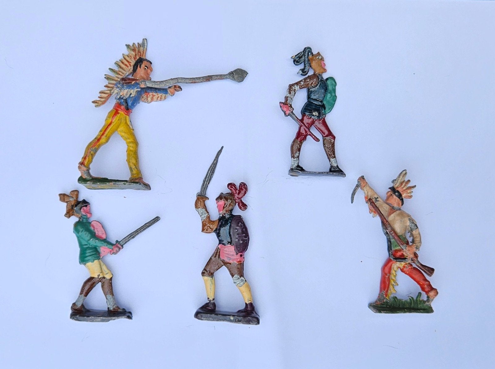 20 Tinnen/Loden Soldaatjes: Indianen, ridders & Krijgers (5-, Antiek en Kunst, Verzenden