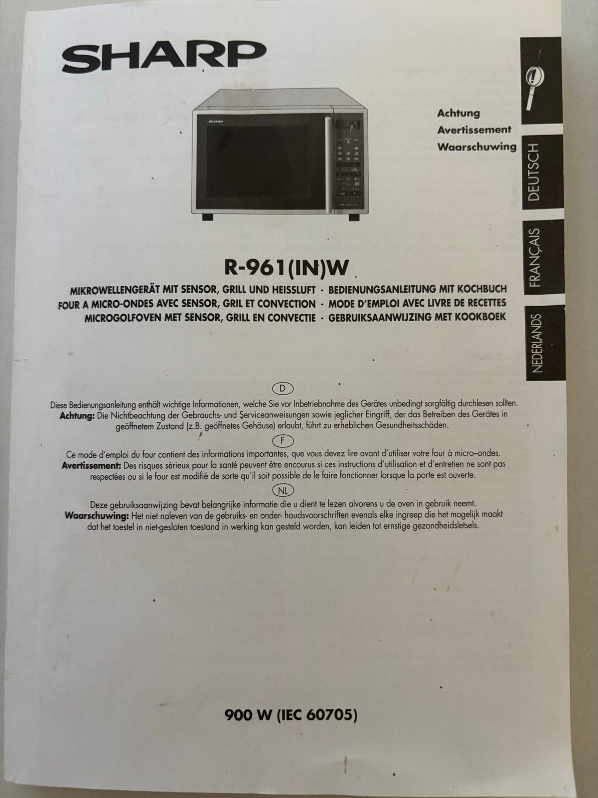 Sharp Combimagnetron R-961(IN)W - 2 jaar oud, Ophalen, Combimagnetron, Gebruikt, 60 cm of meer