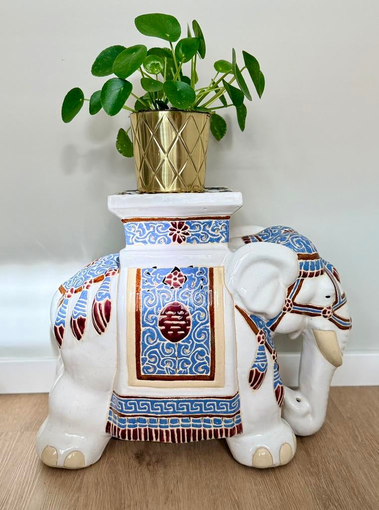 Vintage keramieken olifant, Huis en Inrichting, Woonaccessoires | Zuilen en Pilaren, Ophalen, Zo goed als nieuw