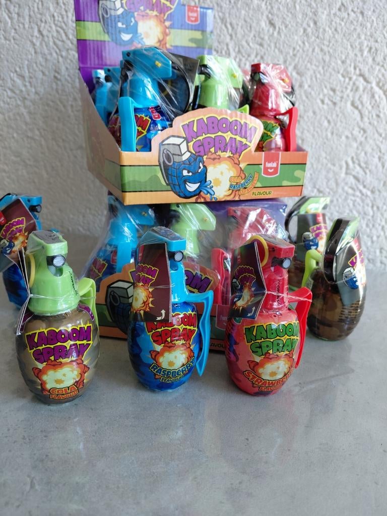 Kaboom Spray Snoep Display - 12 stuks. Voor braderien, markt, Ophalen of Verzenden, Nieuw