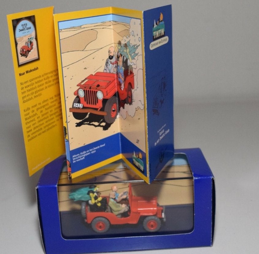 Kuifje auto 1/43 de willy’s jeep uit zwarte goud, Verzamelen, Stripfiguren, Ophalen of Verzenden, Kuifje, Zo goed als nieuw, Beeldje of Figuurtje