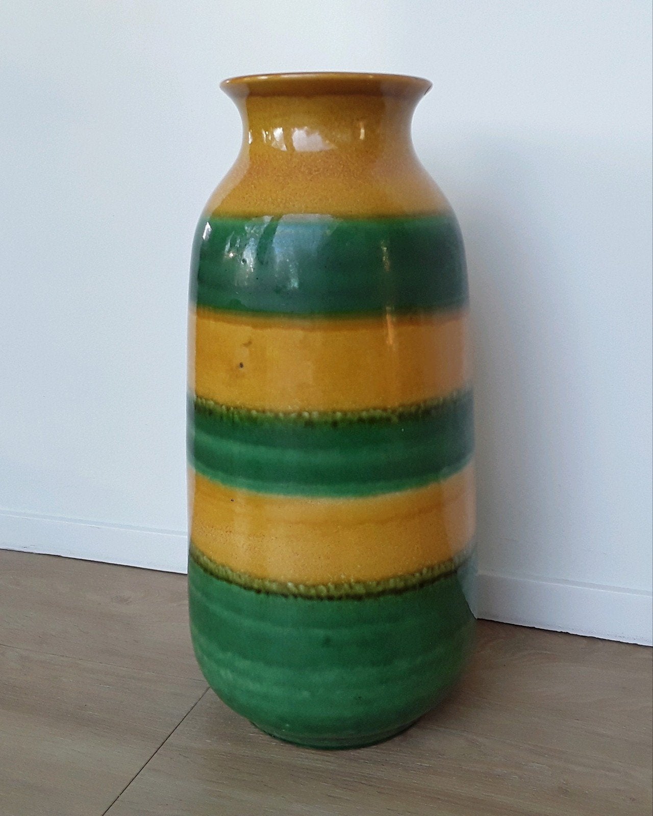 XL West Germany vloer vaas, 50cm hoog, Huis en Inrichting, Ophalen, Gebruikt, Geel, Natuurlijk materiaal