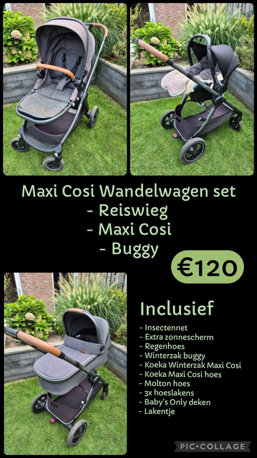 Maxi Cosi Wandelwagen set met Reiswieg, Maxi Cosi & Buggy, Ophalen, Maxi-Cosi, Verstelbare duwstang