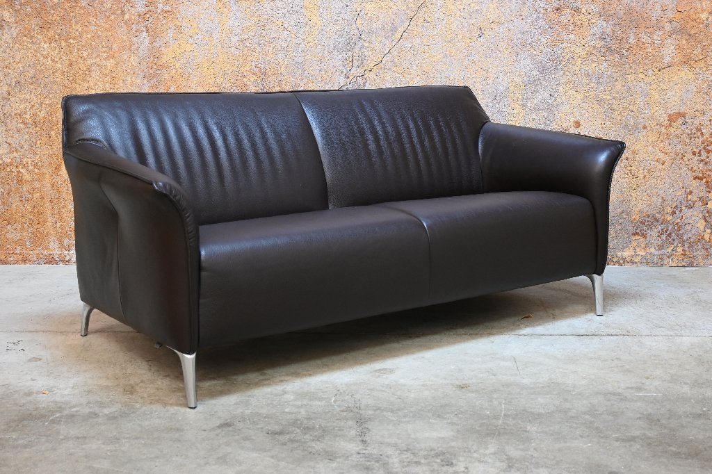 ZGANieuw bruine leren Leolux Mayon design bank, Leolux, Leolux, 150 tot 200 cm, Tweepersoons
