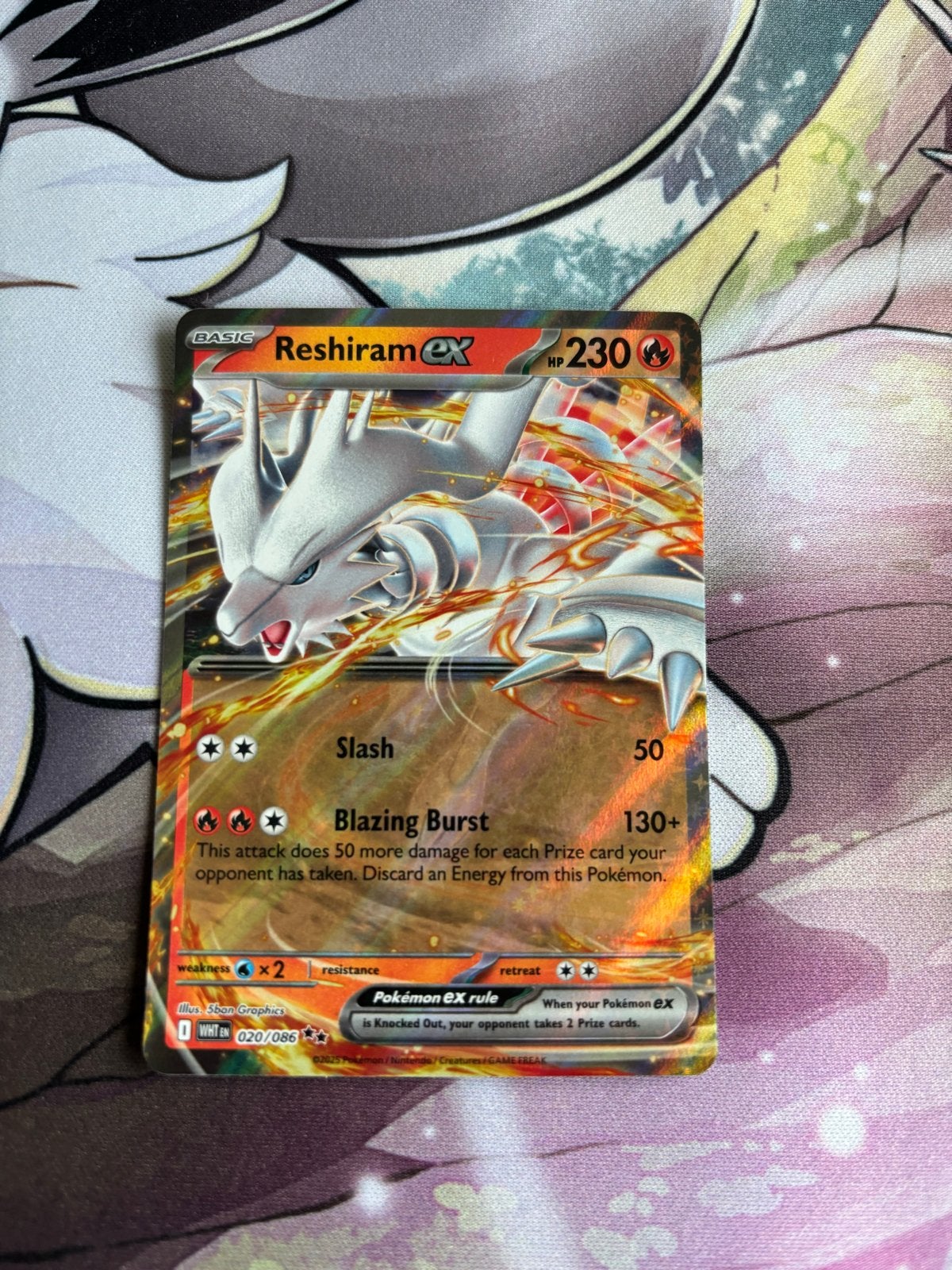 Reshiram EX 020/086 - Pokemon Kaart, Ophalen of Verzenden, Zo goed als nieuw, Losse kaart, Foil
