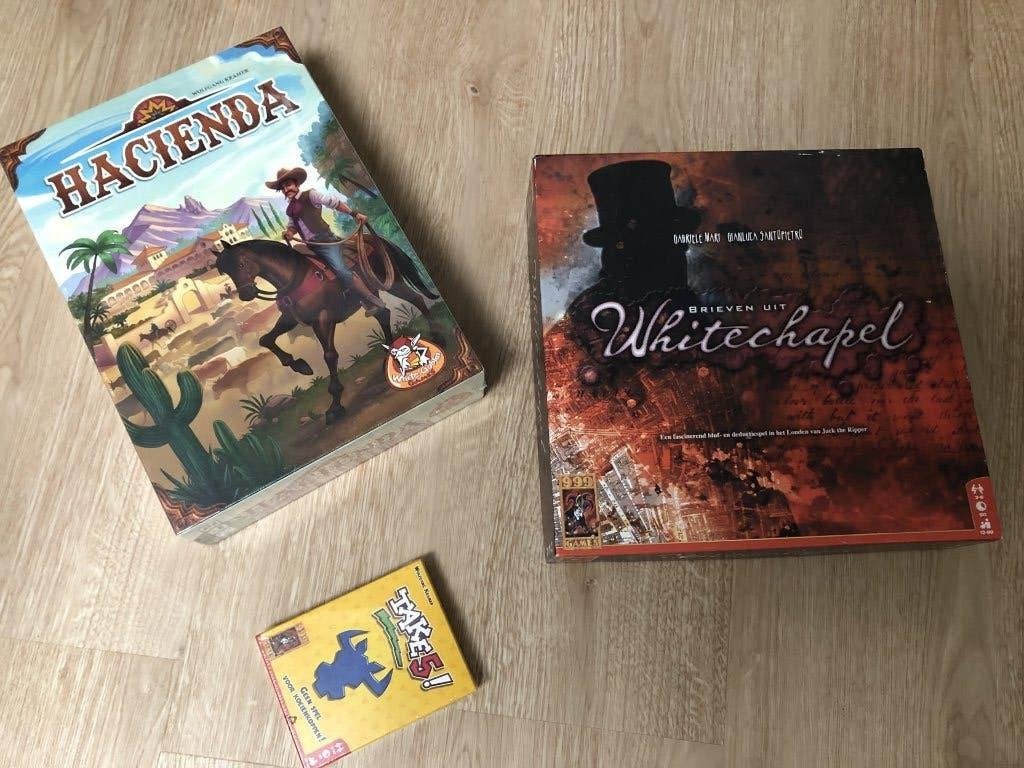 Drie fantastische spellen, Whitechapel, Take 5 en Hacienda, Vijf spelers of meer, Ophalen of Verzenden, Zo goed als nieuw, 999 Games b.v.